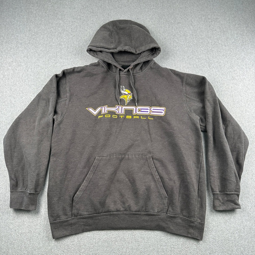 NFL‎ Hoodie Mens XL Gray Minnesota Vikings Football Pullover Fleece K099 2012